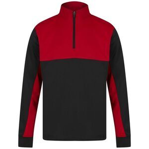 Finden & Hales Mens Quarter Zip Track Top / Black/Red